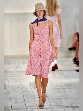 RALPH LAUREN PURPLE LABEL Collection S/S 2010 Linen Floral Sun Dress in Pink